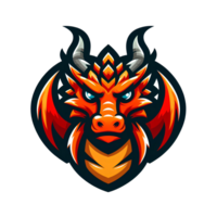 AI generated dragon head mascot. cartoon style. on transparent background png