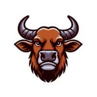 AI generated bull Head. cartoon style. on transparent background png