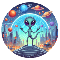 AI generated alien monster cartoon on transparent background png