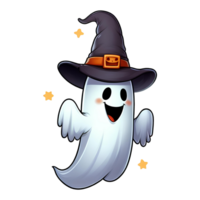 AI generated halloween ghost. cartoon style. on transparent background png