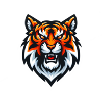 ai gerado mascote tigre cabeça. desenho animado estilo. em transparente fundo png