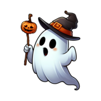 AI generated halloween ghost. cartoon style. on transparent background png