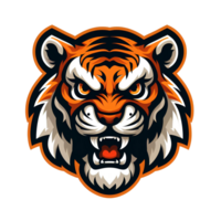 AI generated mascot tiger Head. cartoon style. on transparent background png