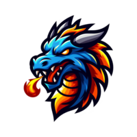 AI generated dragon head mascot. cartoon style. on transparent background png