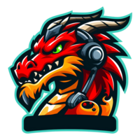 AI generated dragon head mascot. cartoon style. on transparent background png