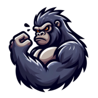 AI generated gorilla Head. cartoon style. on transparent background png