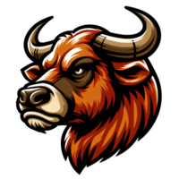 AI generated bull Head. cartoon style. on transparent background png