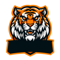 AI generated mascot tiger Head. cartoon style. on transparent background png