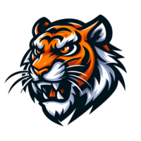 AI generated mascot tiger Head. cartoon style. on transparent background png