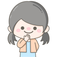 cute little pastel girl hand over the mouth png