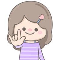 cute little pastel girl showing finger signs I love you png