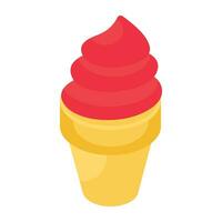 A yummy icon of ice cream cone vector