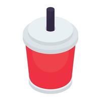 An editable design icon of takeaway drink vector