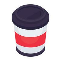 An editable design icon of takeaway drink vector