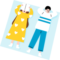 couple lay on the picnic mat png