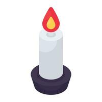 An icon design of candle available for instant download vector