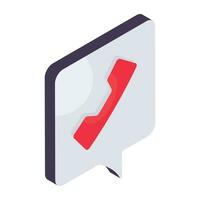 An icon design of phone chat, receiver inside message bubble vector