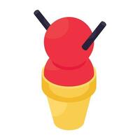 A yummy icon of ice cream cone vector