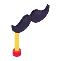 A isometric design icon of mustache prop vector