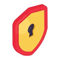 An editable design icon of security shield vector