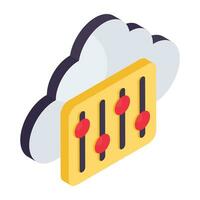 Editable design icon of cloud equalizer vector