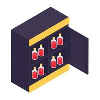 Vector design of wine cooler, isometric icon