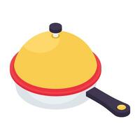 An isometric design icon of cooking pot isolated on white background vector