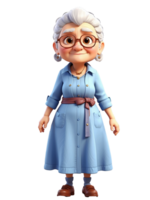 AI generated Grandmother cartoon 3d illustration character transparent background. png