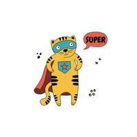 Superhero cat in comic costume. vector