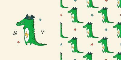 Crocodile seamless pattern. vector