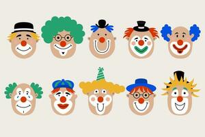 Clowns faces icon set. vector