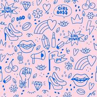 Girl Power seamless pattern. vector