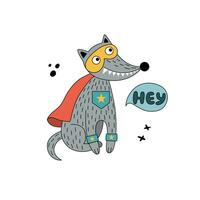 Wolf in funny comic costumes. vector