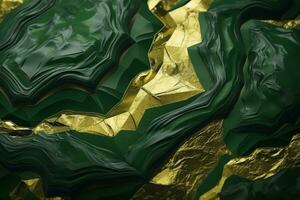 AI generated Luxury Green and Gold Abstract Textured Background photo