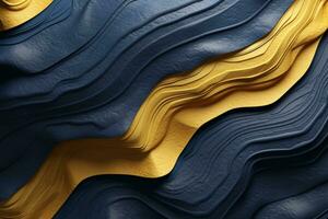 AI generated Abstract Blue and Gold Wave Textures Background photo