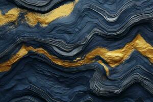 AI generated Abstract Gold and Blue Marbled Texture Background photo