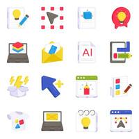 Pack of Designing Tools Flat Icons vector