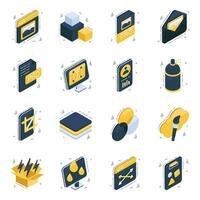 Pack of Web and Designing Isometric Icons vector