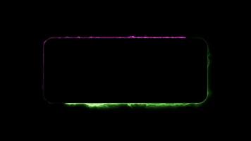 looping fyrkant lysande neon ram effekt, svart bakgrund. video