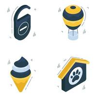 Set of Travel and Adventure Isometric Icons vector