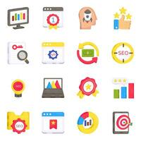 Pack of Search Engine Optimization Flat Icons vector