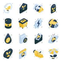 Set of Nature and Ecology Isometric Icons vector