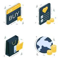 Set of Ecommerce Isometric Icons vector