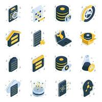 Pack of Data Isometric Icons vector