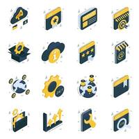 Set of Marketing, Publicity and Campaign Isometric Icons vector