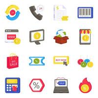 paquete de iconos planos de compras vector