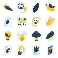 Set of Ecology Isometric Icons vector