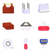 Pack of Repair Equipment Flat Icons vector