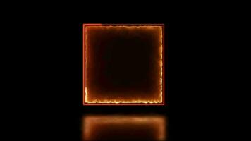 Looping glowing square neon frame effect, black background. video