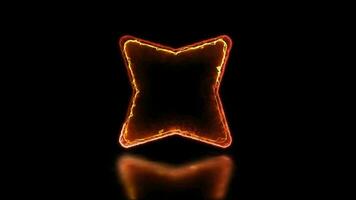 Looping glowing star shaped neon frame effect, black background. video